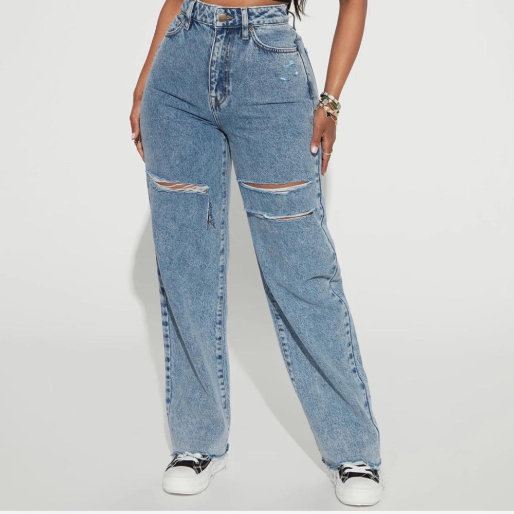 Non Stretch Straight Leg Mom Jeans
